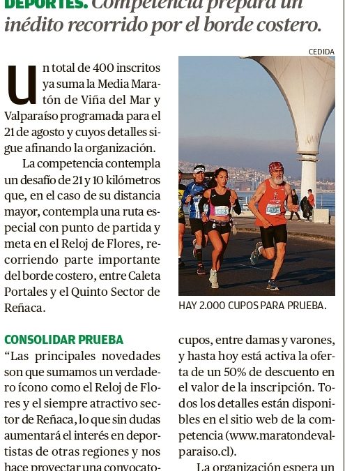 Abren inscripciones para Media Maratón Viña del Mar Valparaíso