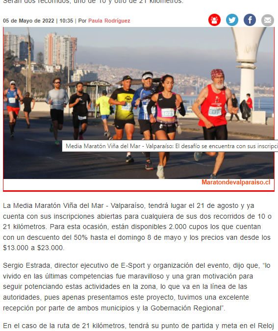 Media Maratón Viña del Mar – Valparaíso: El desafío se encuentra con sus inscripciones abiertas