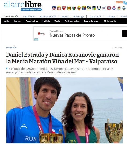 Daniel Estrada y Danica Kusanovic ganaron la Media Maratón Viña del Mar -Valparaíso