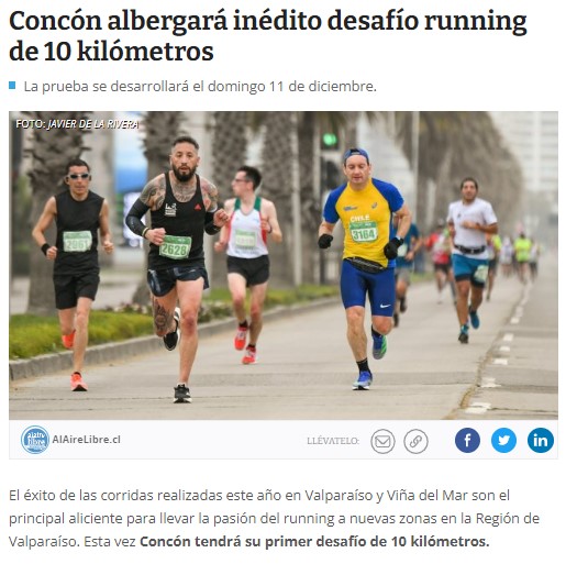 Concón albergará inédito desafío running de 10 kilómetros